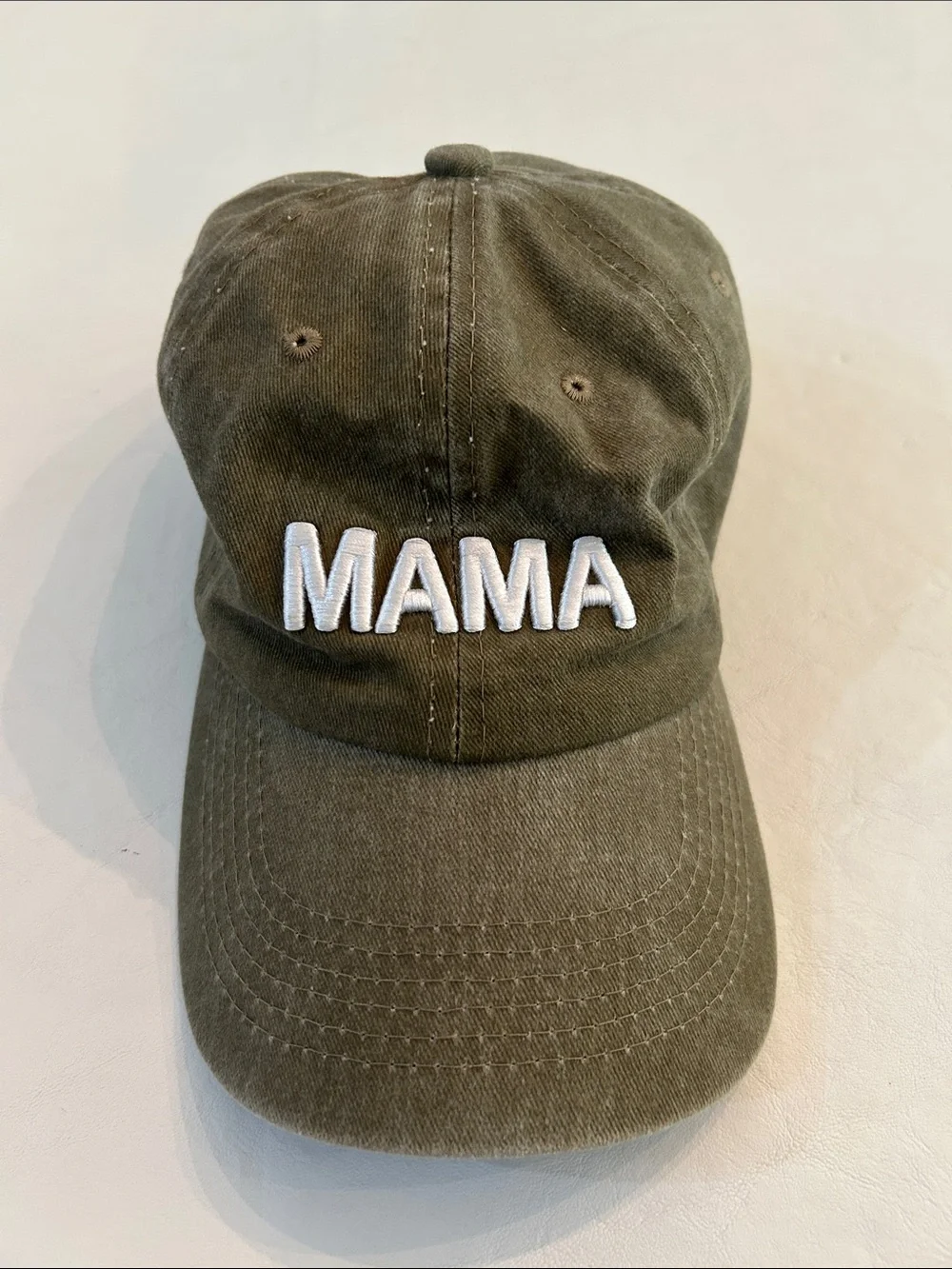MAMA Embroidered Olive Hat
